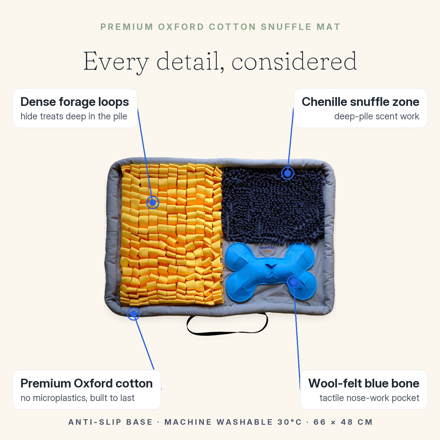 Blue Bone Snuffle Mat — Premium Oxford cotton foraging mat for calmer dogs — view 7