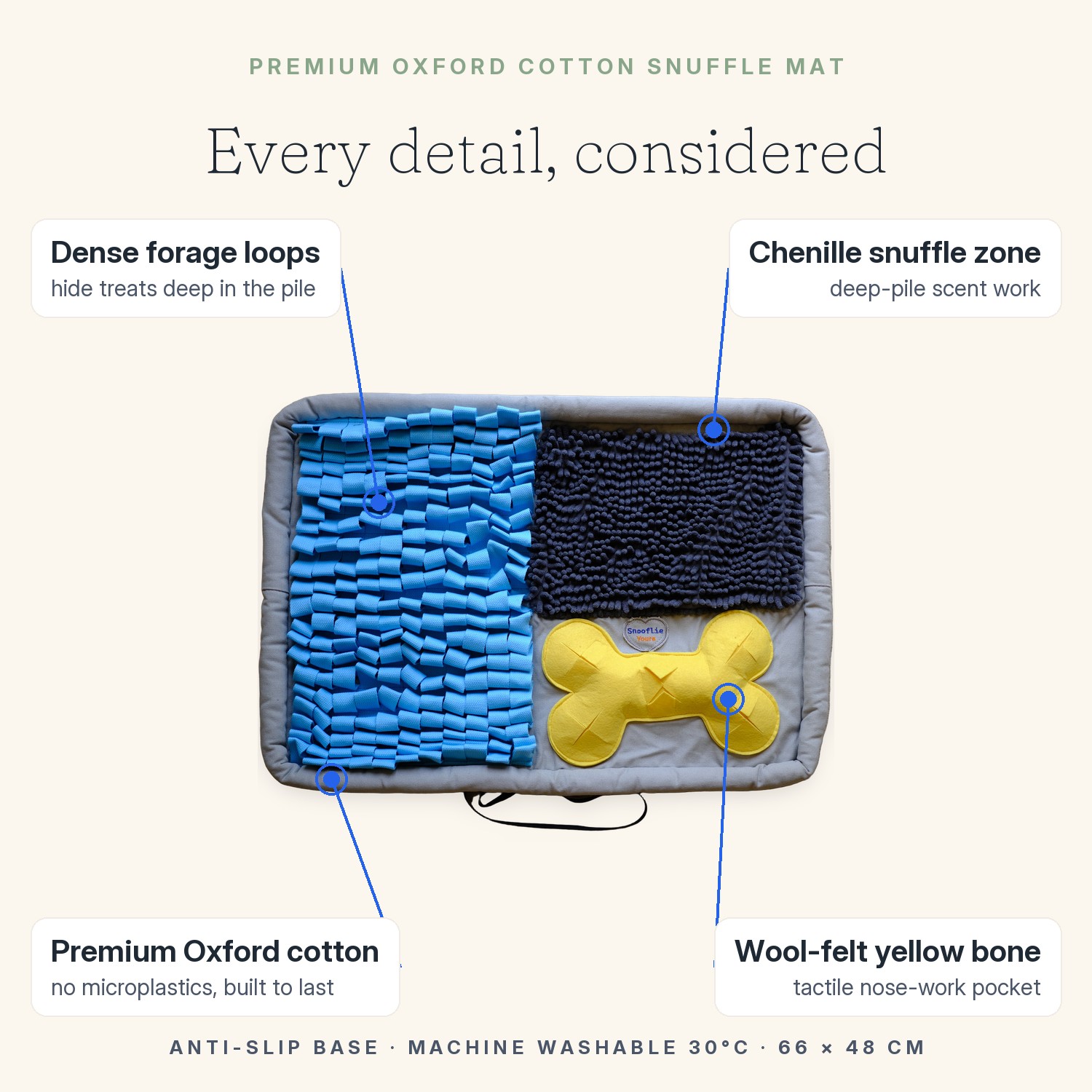 Yellow Bone Snuffle Mat — Premium Oxford cotton foraging mat for calmer dogs — view 6